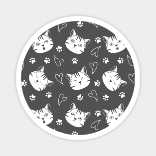 American Shorthair Cat Head Emoji - Gray Magnet